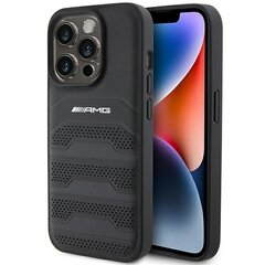 AMG AMHCP15LGSEBK iPhone 15 Pro 6.1" czarny|black hardcase Leather Debossed Lines цена и информация | Чехлы для телефонов | pigu.lt