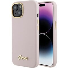 Guess GUHCP15SSMBSLP iPhone 15 6.1" różowy|pink hardcase Silicone Script Metal Logo & Frame цена и информация | Чехлы для телефонов | pigu.lt
