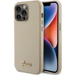 Guess GUHCP15XPGMCSD iPhone 15 Pro Max 6.7" złoty|light gold hardcase Glitter Glossy Script цена и информация | Чехлы для телефонов | pigu.lt