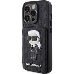 Karl Lagerfeld KLHCP15LSAKKNSCK iPhone 15 Pro 6.1" czarny|black hardcase Saffiano Cardslots and Stand Monogram Ikonik Patch цена и информация | Чехлы для телефонов | pigu.lt