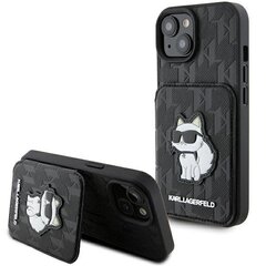 Karl Lagerfeld KLHCP15SSAKCNSCK iPhone 15 6.1" czarny|black hardcase Saffiano Cardslots and Stand Monogram Choupette цена и информация | Чехлы для телефонов | pigu.lt