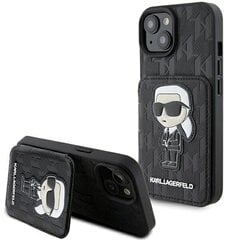 Karl Lagerfeld KLHCP15SSAKKNSCK iPhone 15 6.1" czarny|black hardcase Saffiano Cardslots and Stand Monogram Ikonik Patch цена и информация | Чехлы для телефонов | pigu.lt