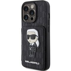 Karl Lagerfeld KLHCP15XSAKKNSCK iPhone 15 Pro Max 6.7" czarny|black hardcase Saffiano Cardslots and Stand Monogram Ikonik Patch цена и информация | Чехлы для телефонов | pigu.lt