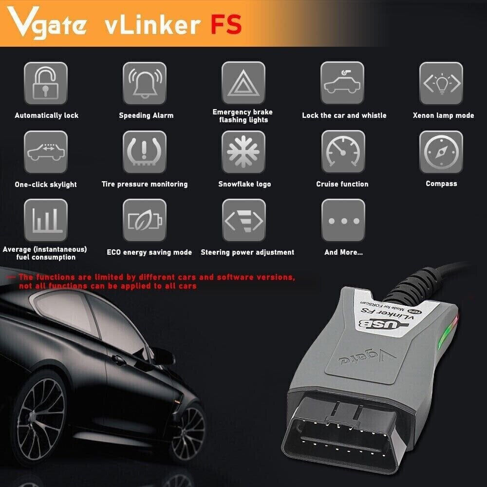 Vgate vLinker FS USB FORScan Ford FEPS MS CAN MIC3322 цена | pigu.lt