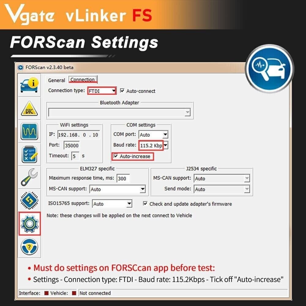 Vgate vLinker FS USB FORScan Ford FEPS MS CAN MIC3322 kaina ir informacija | Auto reikmenys | pigu.lt