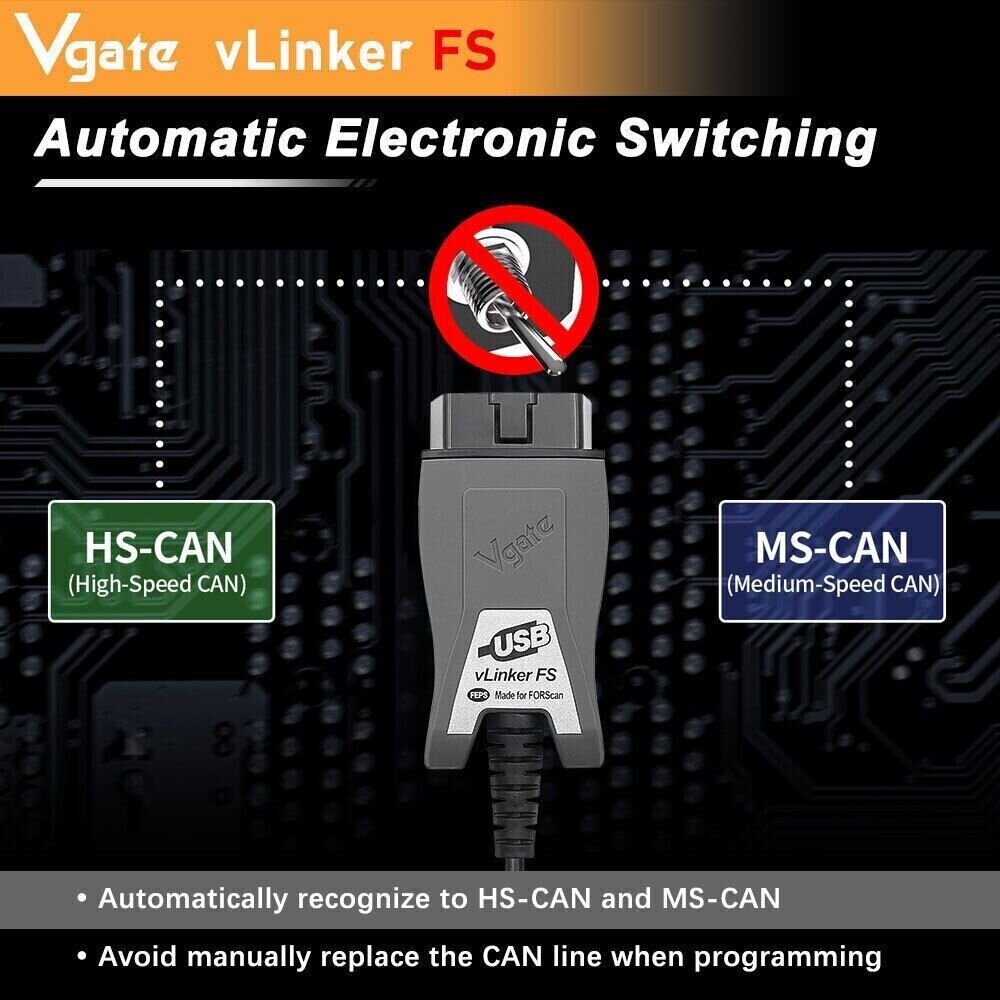 Vgate vLinker FS USB FORScan Ford FEPS MS CAN MIC3322 kaina ir informacija | Auto reikmenys | pigu.lt