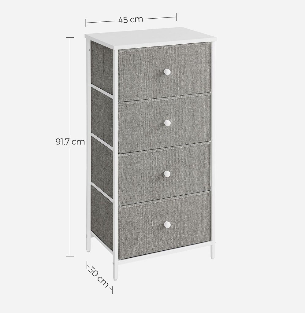 Spintelė Songmics, 45x92x30 cm, pilka/balta kaina ir informacija | Spintelės prie lovos | pigu.lt