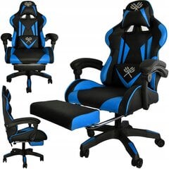Žaidimų kėdė su kojų atrama Dunmoon 8978, juoda/mėlyna kaina ir informacija | Biuro kėdės | pigu.lt