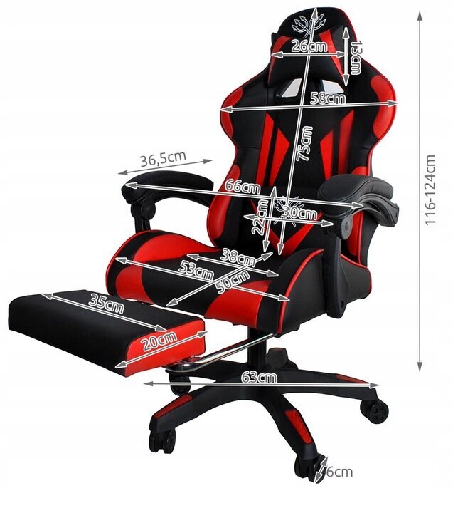 Žaidimų kėdė su kojų atrama Dunmoon 8979, juoda/raudona kaina ir informacija | Biuro kėdės | pigu.lt