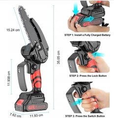 Akumuliatorinis genėjimo pjūklas 600W, su 2 akumuliatoriais kaina ir informacija | Grandininiai pjūklai | pigu.lt