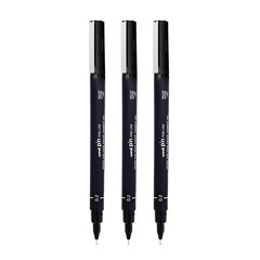 Маркер Uni-Ball Mitsubishi Pencil PIN 02-200(S), 12 шт., черный цена и информация | Канцелярские товары | pigu.lt