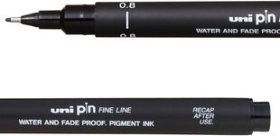 Маркер Uni-Ball Mitsubishi Pencil PIN 08-200(S), 12 шт., черный цвет цена и информация | Kanceliarinės prekės | pigu.lt