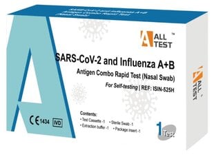 SARS-CoV-2 ir Gripo A+B antigenų sudėtinis greitasis testas, 1 vnt. цена и информация | Экспресс-тесты на COVID-19 | pigu.lt