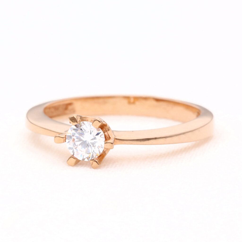 Auksinis sužadėtuvių žiedas su cirkonio akute 16 16 цена и информация | Žiedai | pigu.lt