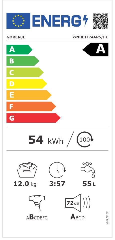 Gorenje WNHEI124APS/DE kaina ir informacija | Skalbimo mašinos | pigu.lt