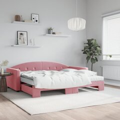 Sofa-lova vidaXL, 90x200 cm, rožinė kaina ir informacija | Lovos | pigu.lt