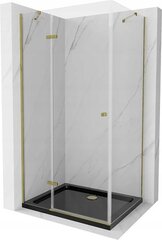 Dušo kabina Mexen Roma su padėklu ir sifonu, Gold+Black/Gold, 120 x 90 cm kaina ir informacija | Dušo kabinos | pigu.lt