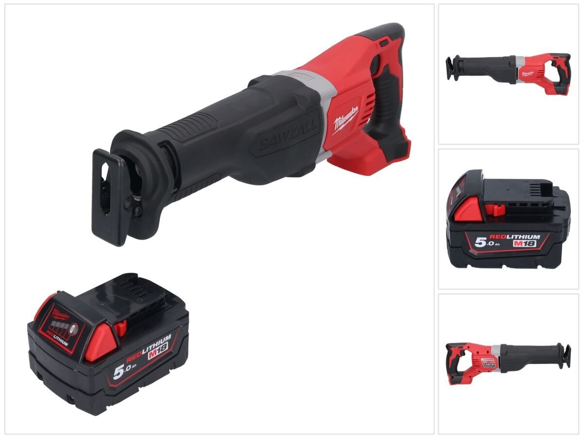 Akumuliatorinis tiesinis pjūklas Milwaukee M18 BSX-501 18 V + 1x Akumuliatorius 5.0 Ah - be įkroviklio kaina ir informacija | Pjūklai, pjovimo staklės | pigu.lt