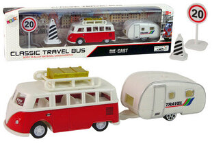 Autobusas su kemperio priekaba Lean Toys, raudonas kaina ir informacija | Žaislai berniukams | pigu.lt