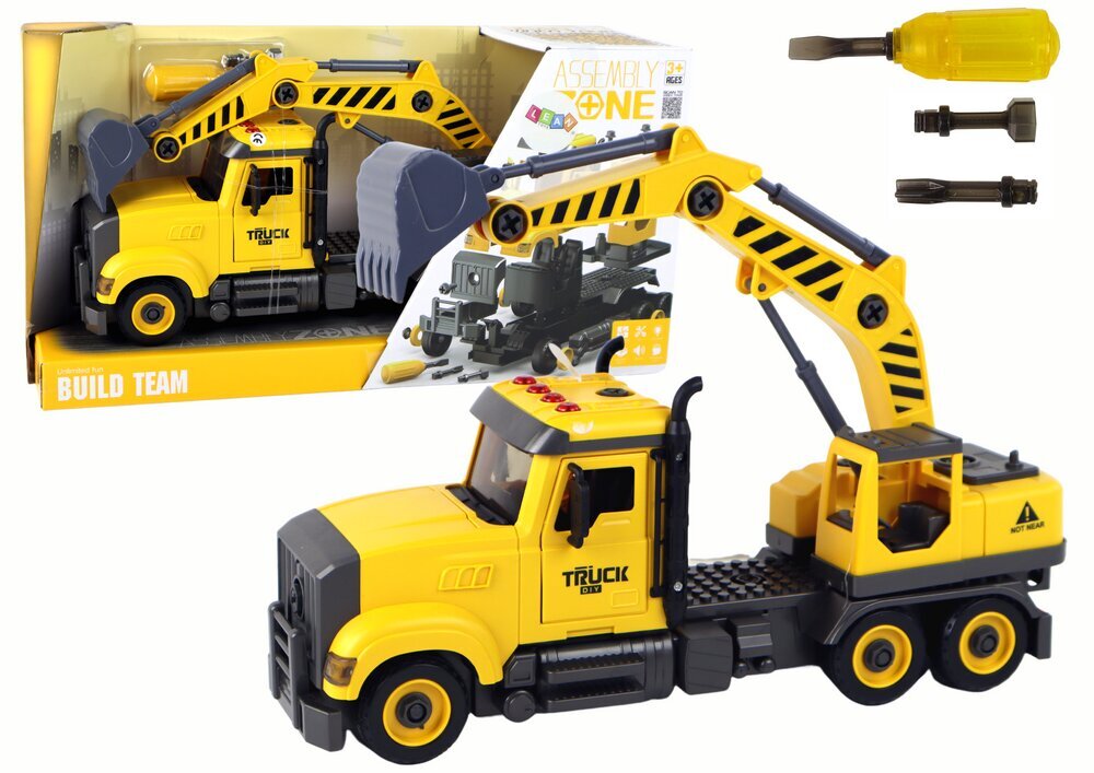 Žaislinis sunkvežimis su kranu Lean toys, geltonas kaina ir informacija | Žaislai berniukams | pigu.lt