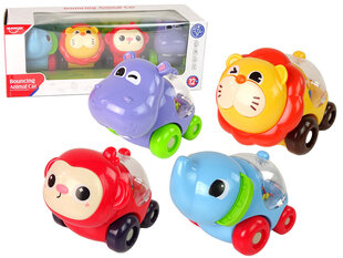 Spalvotų mašinėlių-gyvūnų rinkinys Lean Toys kaina ir informacija | Žaislai kūdikiams | pigu.lt