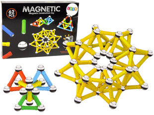 Magnetinių kaladėlių konstruktorius Magnetic Lean Toys, 62 d. цена и информация | Конструкторы и кубики | pigu.lt