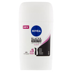 Antiperspirantas Nivea Black & White Invisible Clear Anti-Perspirant Stick moterims, 50 ml kaina ir informacija | Parfumuota kosmetika moterims | pigu.lt