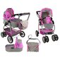 Lėlių vežimėlis 2in1 Lean Toys, rožinis/pilkas kaina ir informacija | Žaislai mergaitėms | pigu.lt