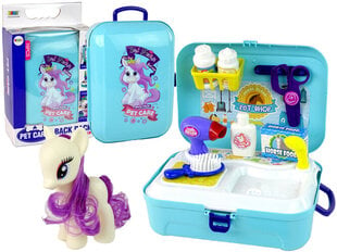 Žaislinis gyvūnų priežiūros rinkinys su poniu Lean Toys kaina ir informacija | Žaislai mergaitėms | pigu.lt