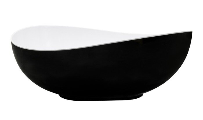 Vonia Besco Siya Matt Black&White 172, su Klik-klak Chrome valomu iš viršaus kaina ir informacija | Vonios | pigu.lt