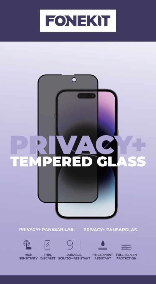 FoneKit 9H Privacy+ Tempered Glass 6438148047436 kaina ir informacija | Apsauginės plėvelės telefonams | pigu.lt