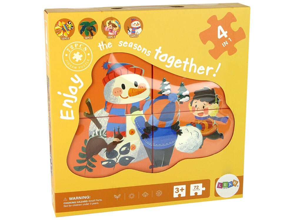 Dėlionė 4in1 Metų laikai Lean toys, 72 d. kaina ir informacija | Dėlionės (puzzle) | pigu.lt