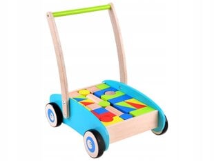 Medinis stumdukas vežimėlis su kaladėlėmis Jokomisiada kaina ir informacija | Žaislai kūdikiams | pigu.lt