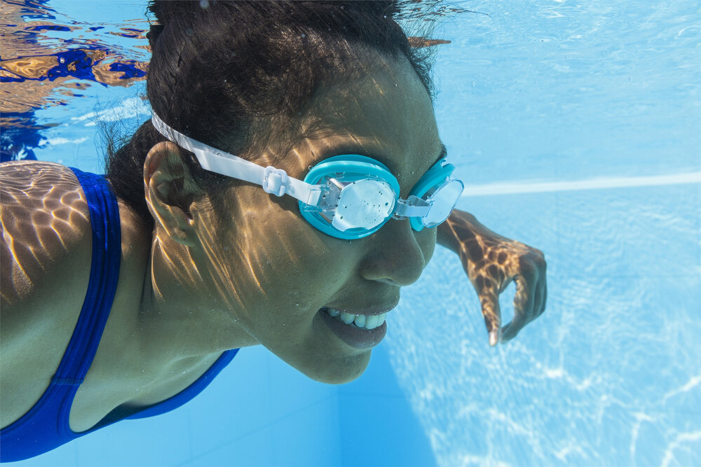 Plaukimo akiniai mėlyni Bestway, mėlyni kaina ir informacija | Plaukimo akiniai | pigu.lt