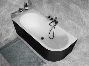 Vonia Besco Avita A-line B&W 170, kairinė, su Klik-klak White su persipylimu slim цена и информация | Для ванны | pigu.lt