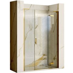 Dušo durys Rea Hugo Gold Brushed, 100+30 cm цена и информация | Душевые двери и стены | pigu.lt