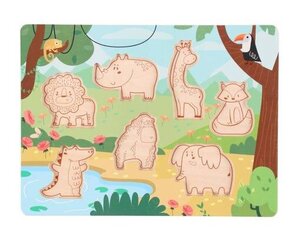 Деревянная головоломка «Животные», 7 деталей цена и информация | Пазлы | pigu.lt