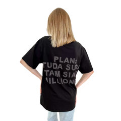 Женская футболка с надписью Plan tuda suda tam syam millioner, черная цена и информация | Футболка женская | pigu.lt