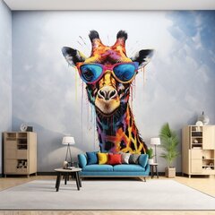 Очаровательный жираф с очками на стене - Яркий акварельный стикер для детей - 180 см цена и информация | Интерьерные наклейки | pigu.lt