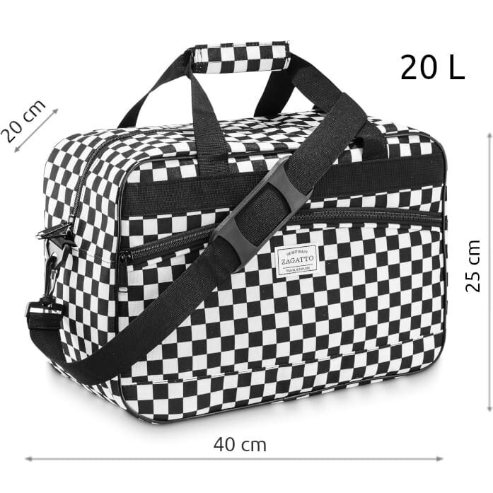 Kelioninis krepšys Zagatto, 40x25x20 cm, baltas/juodas kaina ir informacija | Lagaminai, kelioniniai krepšiai | pigu.lt