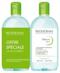 Мицеллярная вода Bioderma Sebium H2O, 2 х 500 мл цена и информация | Средства для очищения лица | pigu.lt