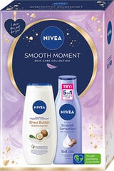 Rinkinys Nivea Smooth Moment: kūno pienelis Smooth Sensation, 250 ml + dušo žėlė Shea Butter, 250 ml kaina ir informacija | Kūno kremai, losjonai | pigu.lt