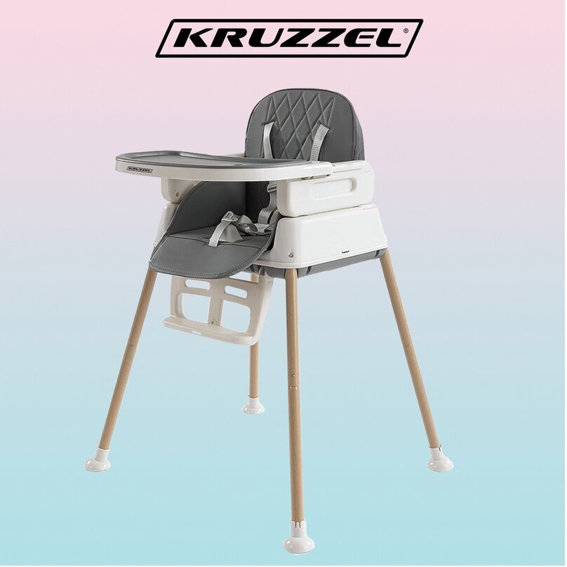 Maitinimo kėdutė Kruzzel 6in1, gray kaina ir informacija | Maitinimo kėdutės | pigu.lt