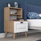 Naktinis staliukas Asir, 45x75x40 cm, smėlio/baltos spalvos kaina ir informacija | Spintelės prie lovos | pigu.lt