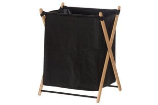 4Living Skalbinių krepšelis su bambuko rėmu, juodas kaina ir informacija | Vonios kambario aksesuarai | pigu.lt