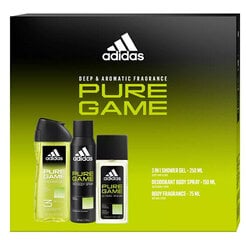 Подарочный набор Adidas Pure Game для мужчин: дезодорант-спрей, 75 мл + дезодорант-спрей, 150 мл + гель для душа, 250 мл. цена и информация | Дезодоранты | pigu.lt