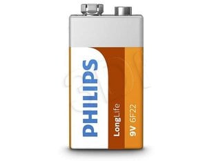 PHILIPS LongLife 9V/6F22 B1 elementas kaina ir informacija | Elementai | pigu.lt