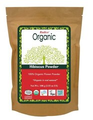 Plaukų kaukė Radico Organic Hibiscus Powder, 100 g kaina ir informacija | Priemonės plaukų stiprinimui | pigu.lt