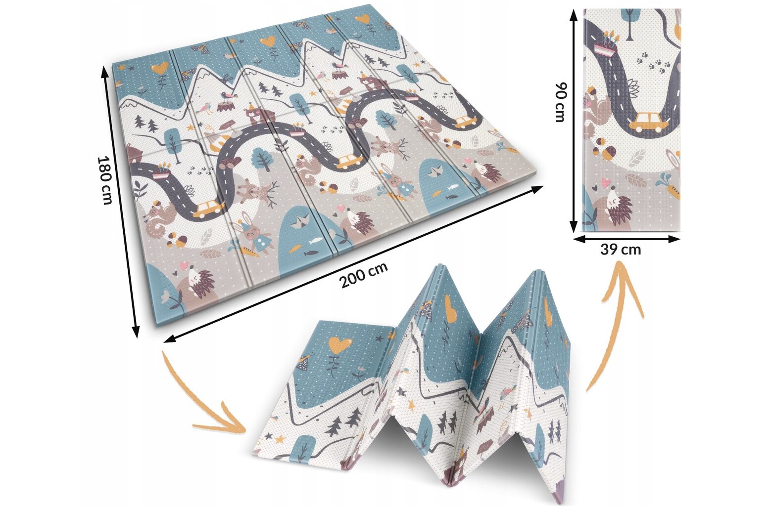 Dvipusis lavinamasis kilimėlis Nukido, 200x180 cm kaina ir informacija | Lavinimo kilimėliai | pigu.lt