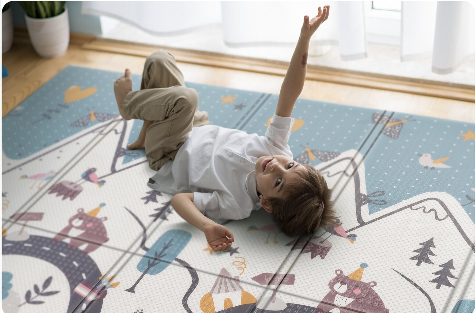 Dvipusis lavinamasis kilimėlis Nukido, 200x180 cm kaina ir informacija | Lavinimo kilimėliai | pigu.lt